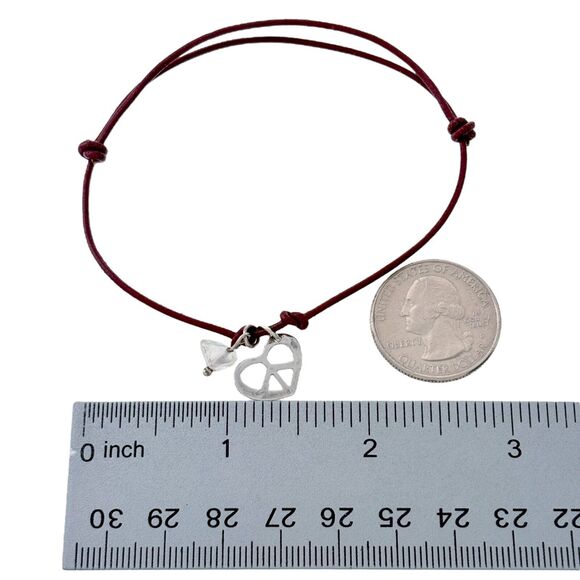 Vintage JCM Sterling Silver 925 Peace Heart Quartz Charms Bracelet Adjustable - Picture 4 of 5